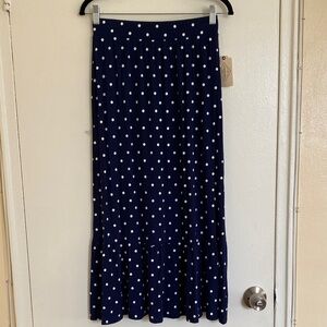 St. John’s Bay Navy Polka Dot Midi Skirt Flowy Summer Skirt Small